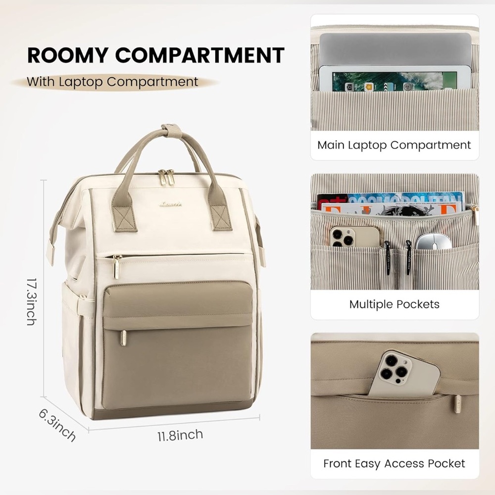 Lovevook - Cream and Tan Backpack - Picture 2 of 4